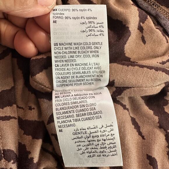 Bar III Sleeveless Dress Stretchy Brown Black Zebra Print Size 2X Classic - Picture 6 of 7